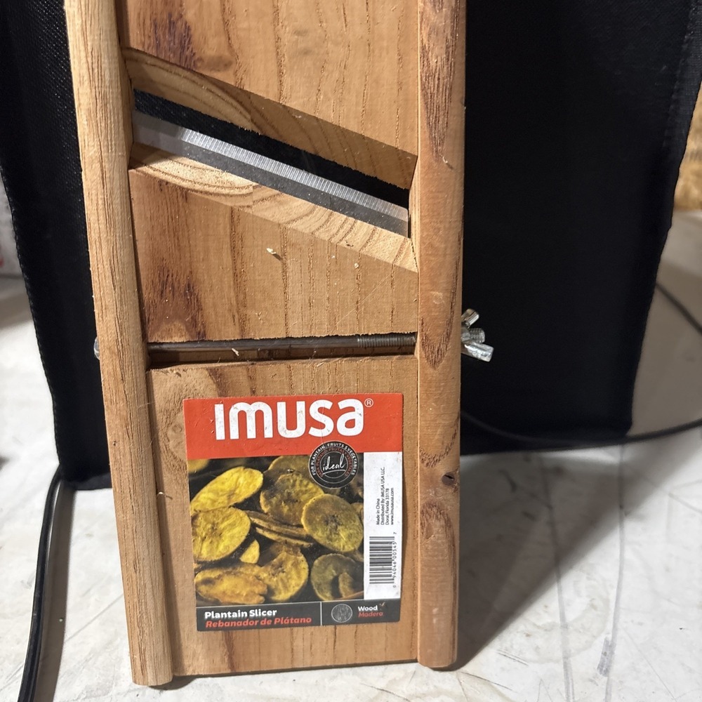 IMUSA USA Wood Plantain Slicer "Mariquitera", 13.8 x 4 x 1 inches,